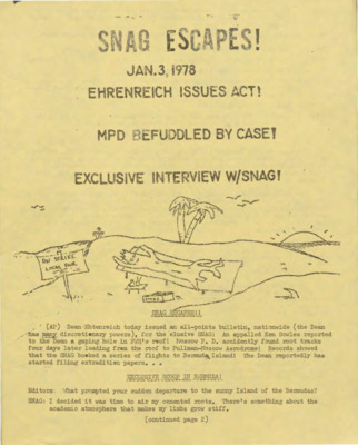 A bulletin by Dean John Ehrenreich about the missing Snag and its history.