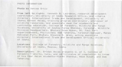 Photo Information for Ernest Ables's Southeast Asia Preserve Managers Short Workshop