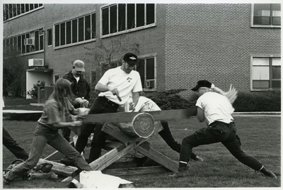 April 1996 Natural Resources Week, Logger Sports demo. 