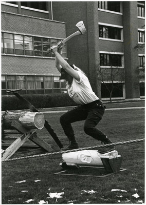 April 1996 Natural Resources Week, Logger Sports demo. 