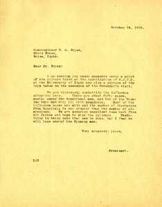 President Lindley updates Commissioner Bryan on status of the influenza in the Student Army Training Corps.