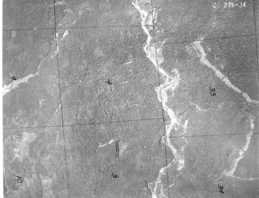 Black and white 1934 vertical air photo taken from aircraft, by the Washington National Guard.  Corresponds with C Index 2
