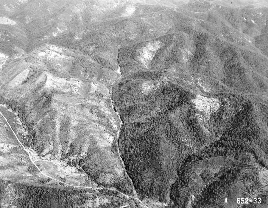 Black and white oblique photo taken by the Washington National Guard.