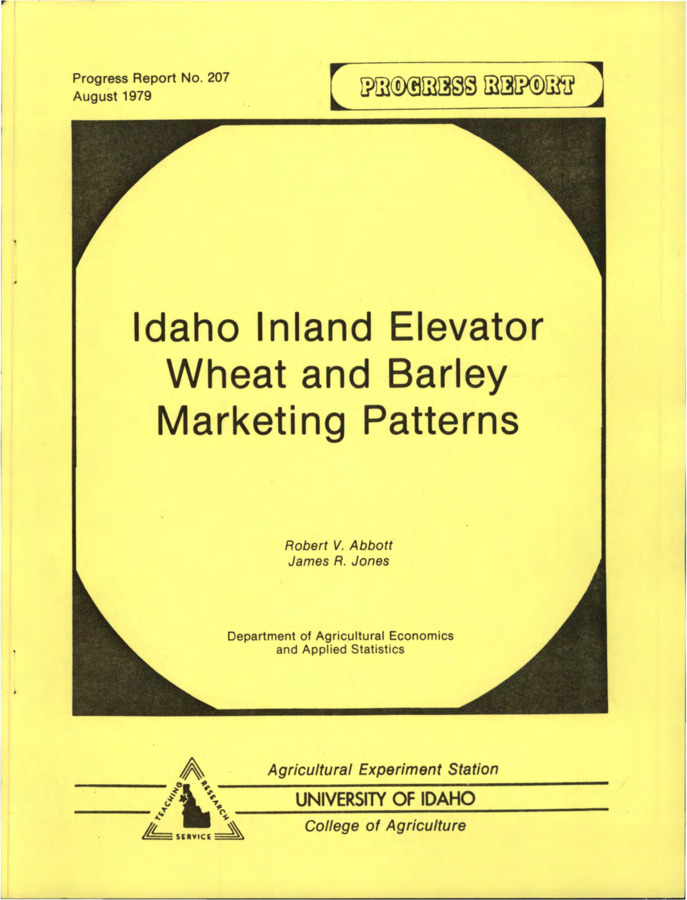 This report presents the results of a survey conducted to identify marketing patterns for wheat and barley handled by firms within Idaho.