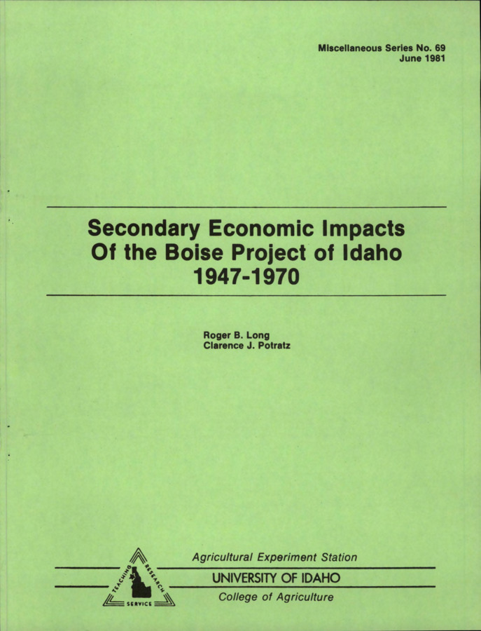The research problem dealt with in this paper is to measure the secondary or induced economic impacts that have resulted from the development of the Boise Project over time.