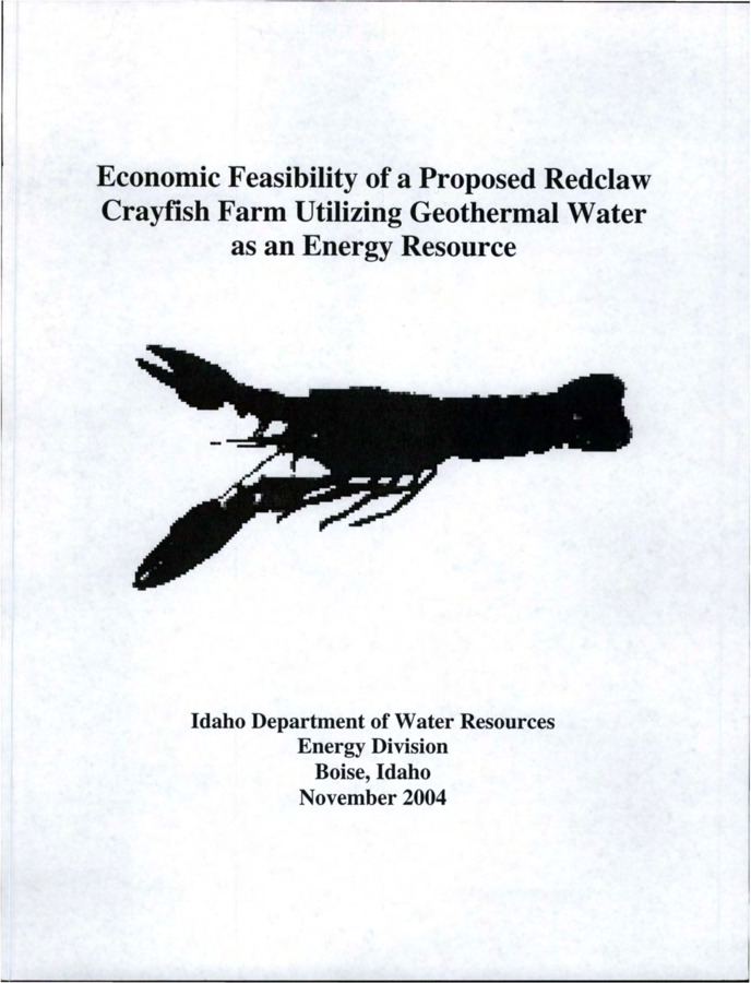 This paper presents results of a feasibility analysis of a proposed aquaculture operation that will produce primarily Australian Redclaw Crayfish and utilize geothermal water as an energy resource. The report also includes a discussion of key factors that are crucial in a successful entrepreneurial endeavor.