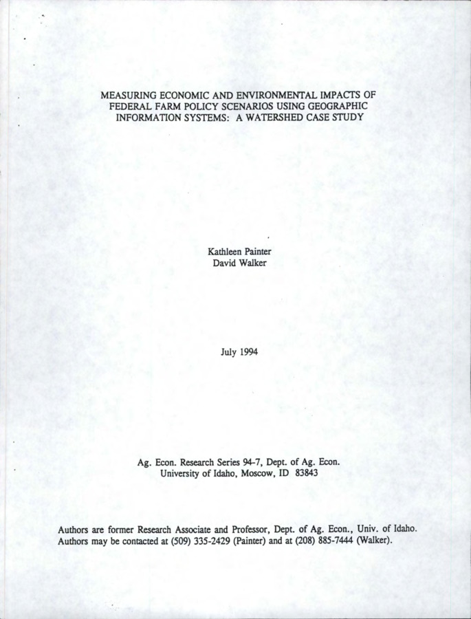 The conservation compliance provisions of the 1985 Farm Bill have decreased average erosion by more than 50% in the Tom Bealle watershed of Northern Idaho, as estimated from profit-maximizing mathematical programming models and erosion predictions using Geographic Information System (GIS) data. Requiring reduced tillage in order to participate in the farm · program resulted in an average of 6. 6 tons of erosion per acre for cultivated areas in the watershed, compared to 13.5 tons without conservation compliance provisions. Interestingly, using the original mandate of requiring that farmers not exceed 'T' increased erosion to an average of 8.9 tons per acre for the watershed, as only 38% of profit-maximizing farmers would choose to participate in the farm program. Even if the maximum erosion level permitted were raised to 1.5 times 'T,' average erosion was predicted to be 8.6 tons per acre, as only 85% of farmers would participate. The use of alternative conservation systems reduced overall erosion more effectively than a strict erosion limit as farmers did not exit the farm program due to inability to reach erosion limits while maintaining profitability.