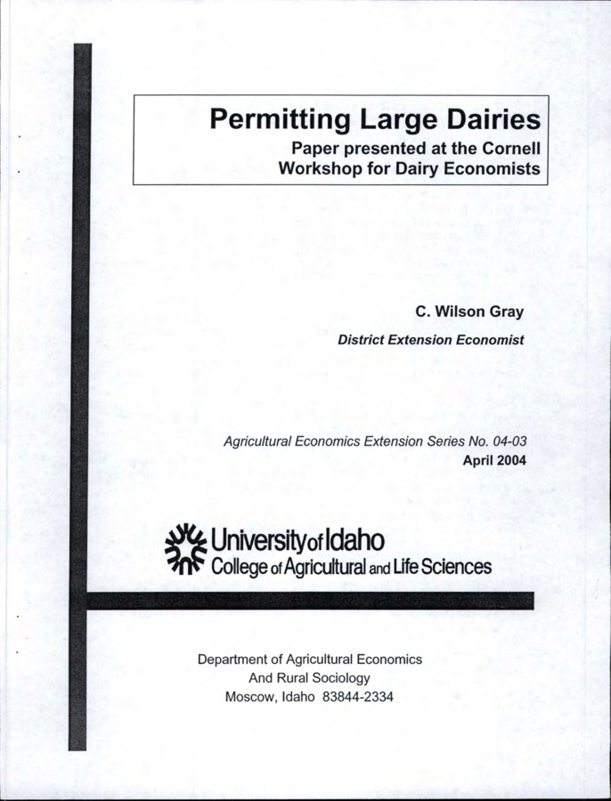 Prior to the early 1990's dairy cow numbers in Idaho had been declining or stable. The high point had been reached in 1944 at 277,000 head and then declined until 1978 to only 139,000 head. Dairy policy helped raise that number to 175,000 in time for the dairy reduction program in 1983 and a rebound to 174,000 head for the dairy termination program in 1986.