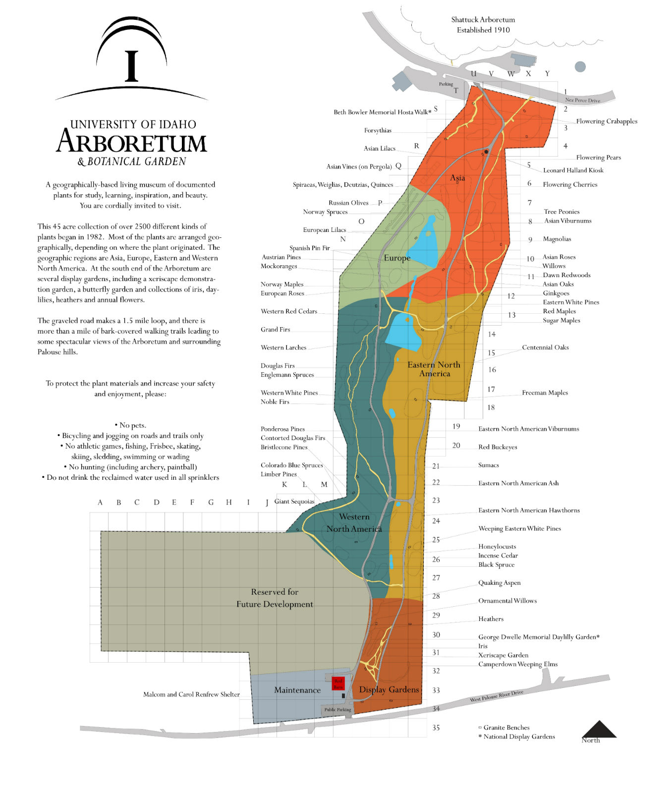 Map of the University of Idaho Arboretum & Botanical Garden