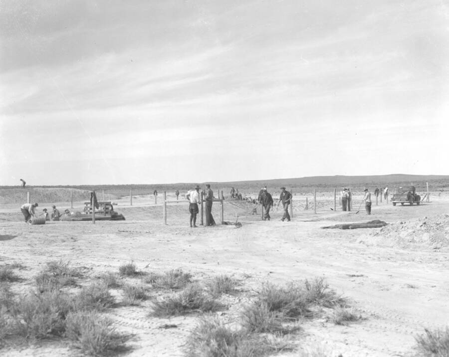 A CCC worksite of workers from Mountain Home Camp G-99. Image part of CCC-Idaho Indian Division.