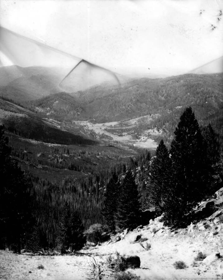 A view of Root Ranch Landing Field from Root Knob Lookout in the Salmon-Challis National Forest.