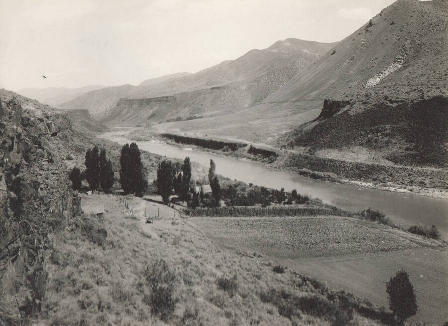 Boise River Canyon between Arrowrock dam and diversion dam. Note: This image is part of records for Bureau of Reclamation projects.