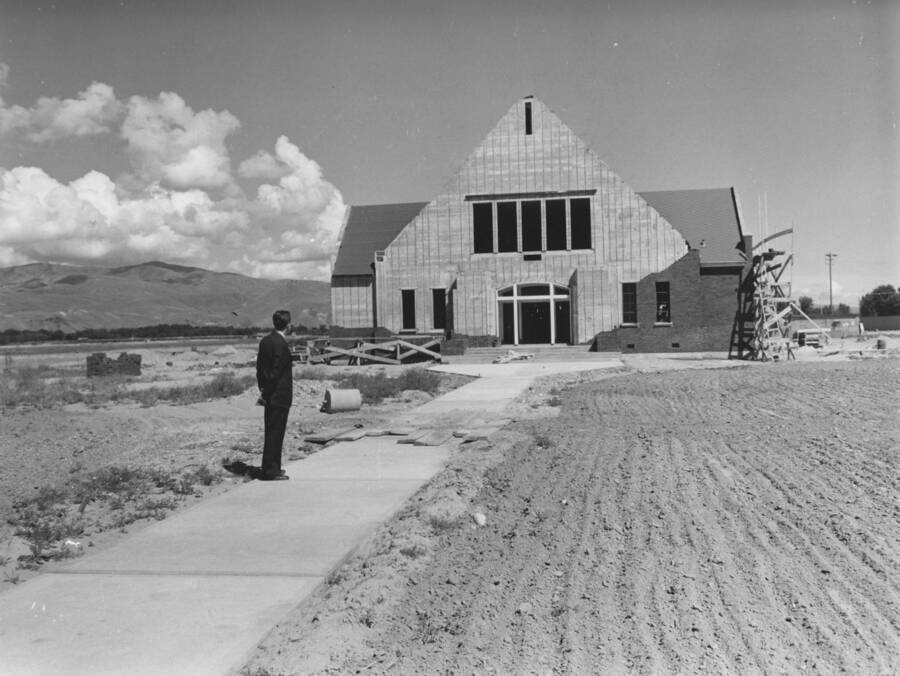 Assembly Hall being constructed by the WPA. Note: This image is part of a Work Progress Administration publicity series.