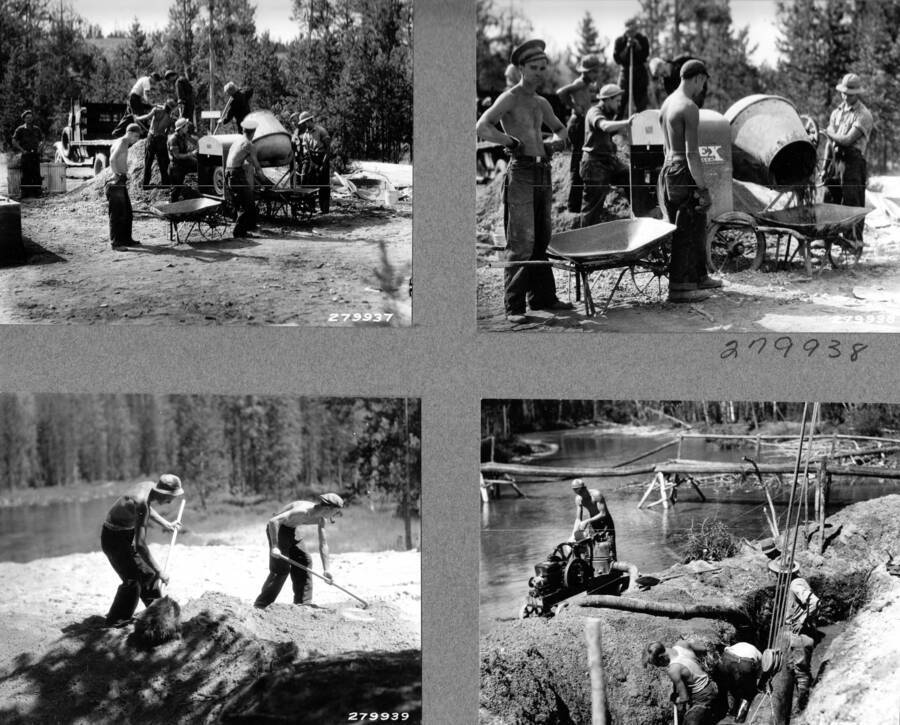 Four photographs showing work scenes from the Sawtooth National Forest.