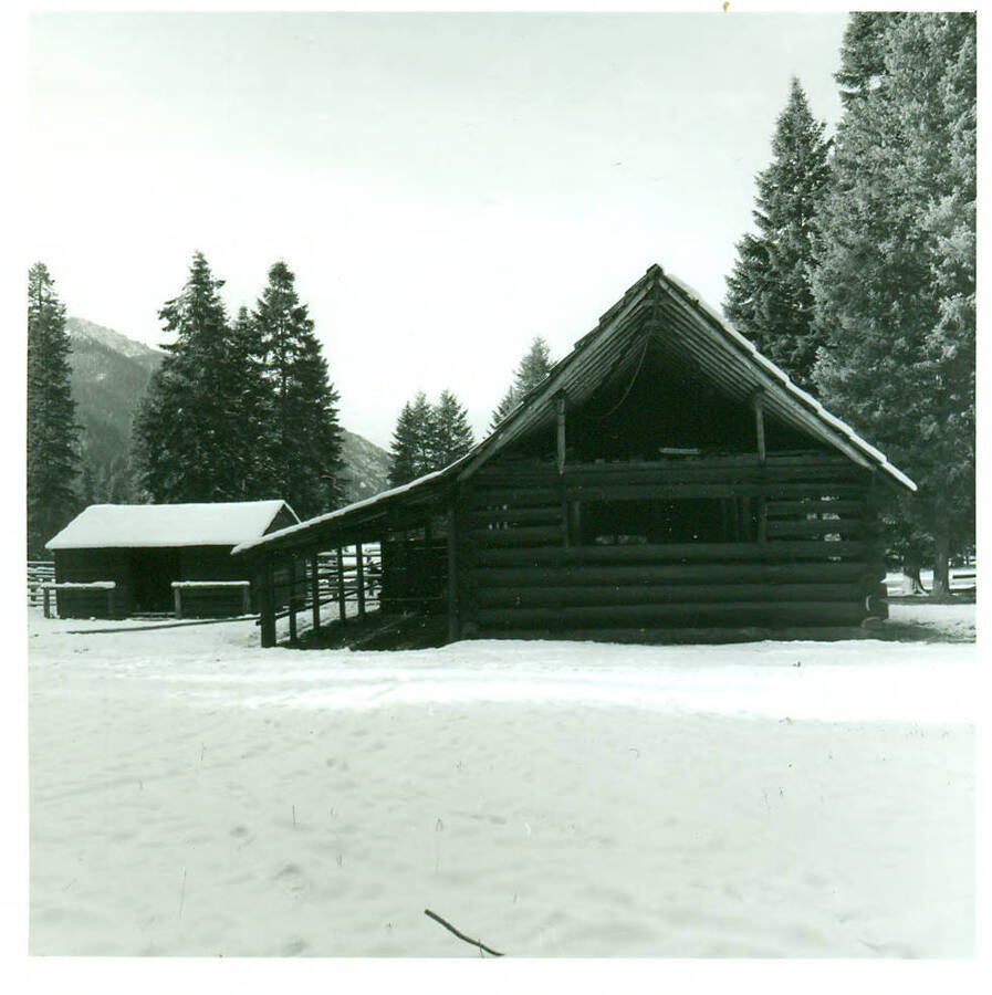 The barn building at the Moose Creek Ranger Station, Bitterroot National Forest.