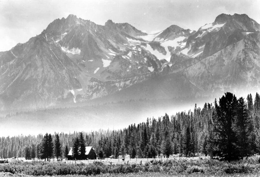 A photograph of the Stanley Basin with Mount Thompson in the background.