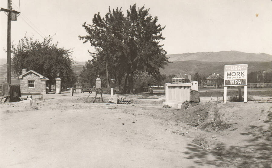 The site of the Veteran's Hospital in Boise. Note: This image is part of a Work Progress Administration publicity series.