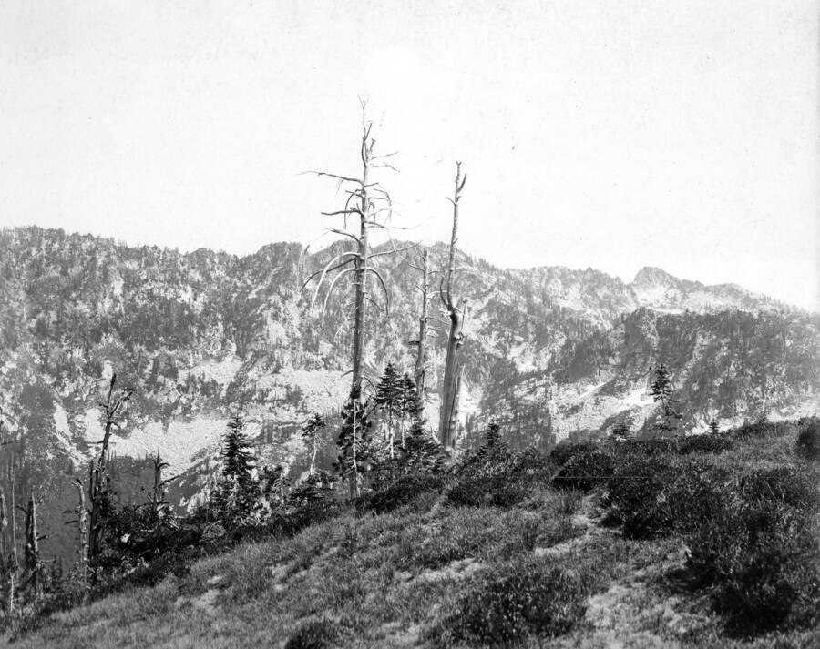 A photograph of Old Man's Basin and the surrounding mountains.