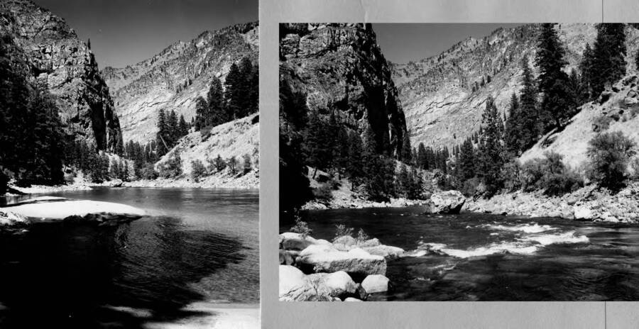 Two photographs show rapids in the Salmon River canyon in the Salmon-Challis National Forest.