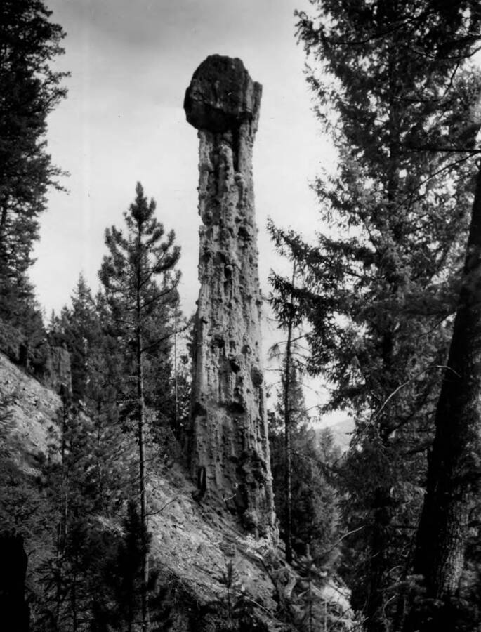 A view of the Monument on Monumental Creek in the Salmon-Challis National Forest.