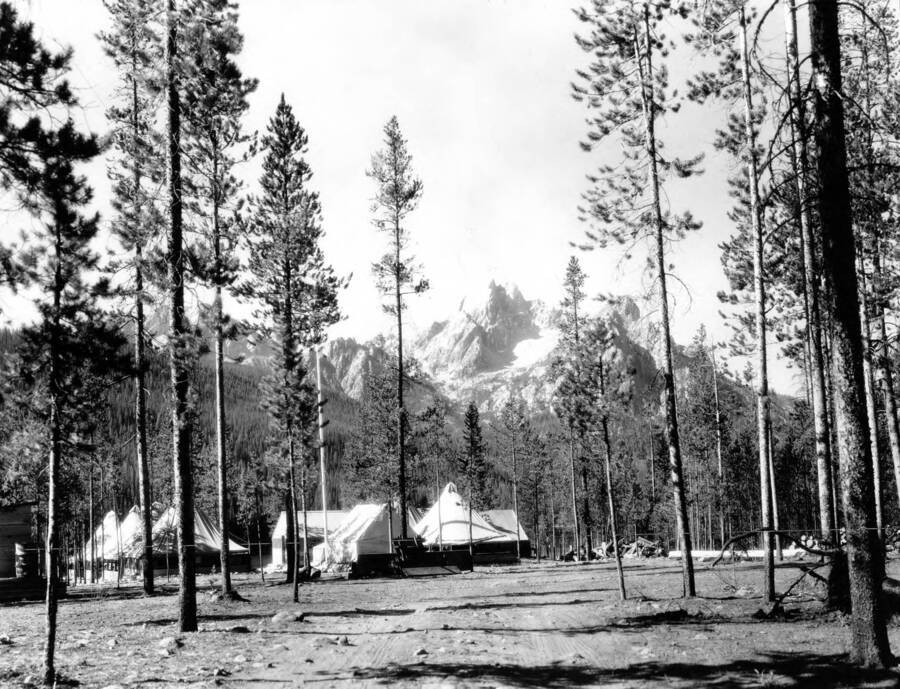A view of the Stanley Lake Civilian Conservation Corps spike camp.