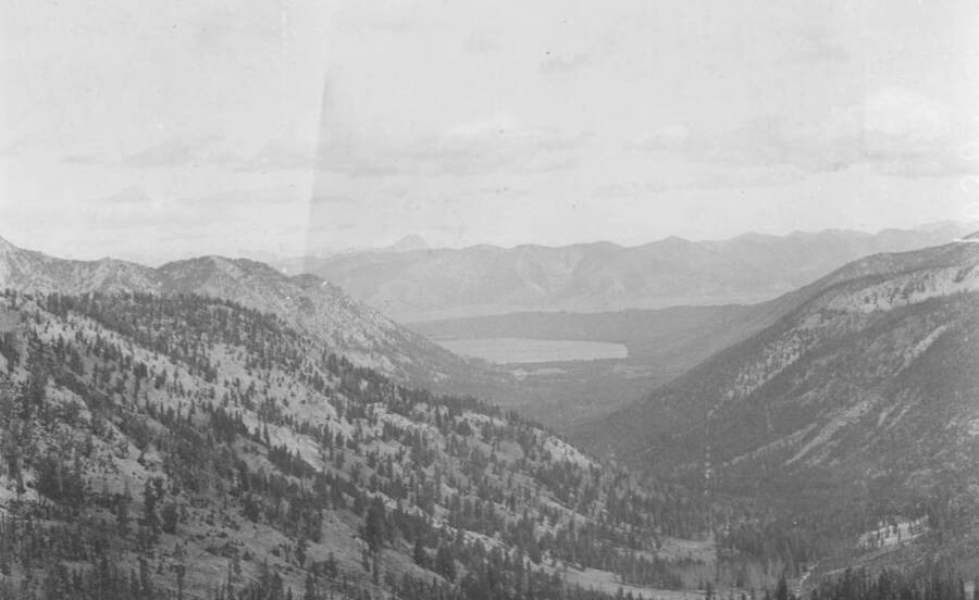 Photo text: 'Alturas Lake, with Whitecloud peak in background. Alturas and Redfish Lakes are included in the proposed reserve.' This is image is part of a report on the proposed Sawtooth Forest Reserve by Hugh P. Baker, 1904.