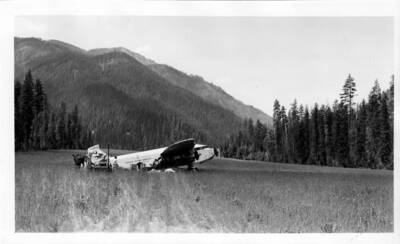 This image is part of a series of aerials, images, and planning documents for the Moose Creek Ranger Station landing field and strips.