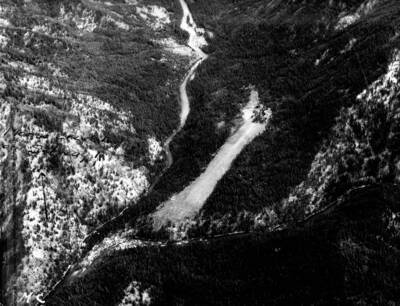 This image is part of a series of aerials, images, and planning documents for the Moose Creek Ranger Station landing field and strips.