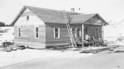 Photo caption: 'This home of Sam Waters, Craigmont, was built to replace [his old house].' This image is part of a report regarding farm organizations among tribes in Northern Idaho and the CCC-Indian Division.