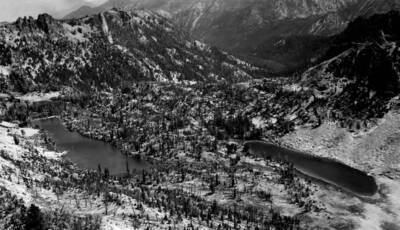 Photo text: 'Two unnamed lakes at head of Clear Creek in Crags country.'