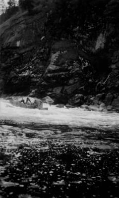 A boat navigating Salmon Falls on the Salmon River in the Salmon-Challis National Forest.