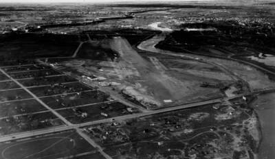 Broad aerial image of historical Boise Airport site and neighboring lands.