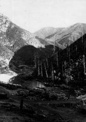 Bungalow Ranger Station, from upstream near CCC Camp