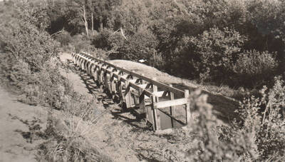 Project 126 - Buckskin Spring #1 - 80' trough. Range water development, $4800. A total of 15 developments to date, of which 7 were new developments, 6 were redevelopments, and 2 were through  extensions.' Note: This image is part of a report by V.W. Balderson to Director of Indian Affairs, D.E. Murphy on CCC-Indian Division Projects completed by the Fort Hall Agency, Fort Hall, Idaho.
