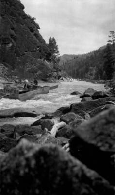 A boat on the Salmon River near Pine Creek Falls in the Salmon-Challis National Forest.