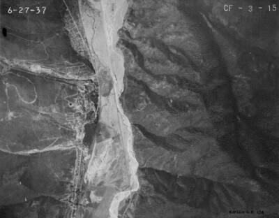 Vertical aerial images of Kellogg, Idaho and Coeur d'Alene River (1 of 3).
