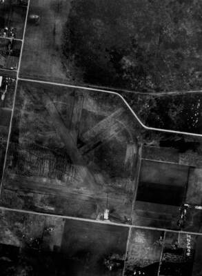 Aerial image of proposed site for Weeks Field. The first airfield in Coeur d'Alene and, by some sources, the first municipally owned airport in the United States. Closed in the 1940's or 50's it was located on the site of the current Kootenai County Fairgrounds.