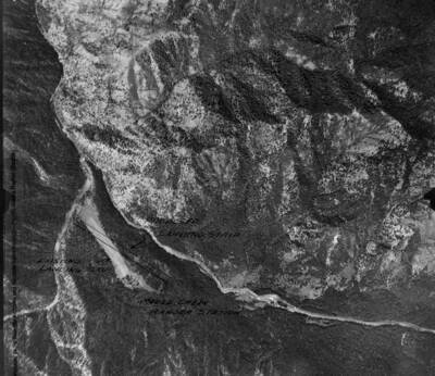 This image is part of a series of aerials, images, and planning documents for the Moose Creek Ranger Station landing field and strips.