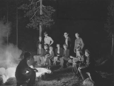 Photo text: 'These people are from Hailey, Idaho, Salt Lake City, Utah, and Los Angeles, California.' This is image is part of a photo album dated in the 1930's.