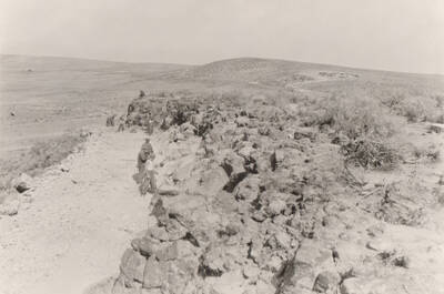 Photo text: 'CCC crew working on road and quarry to supply rock for re-facing Deer Creek Reservoir Dam.' Note: This image is part of records for Bureau of Reclamation projects.