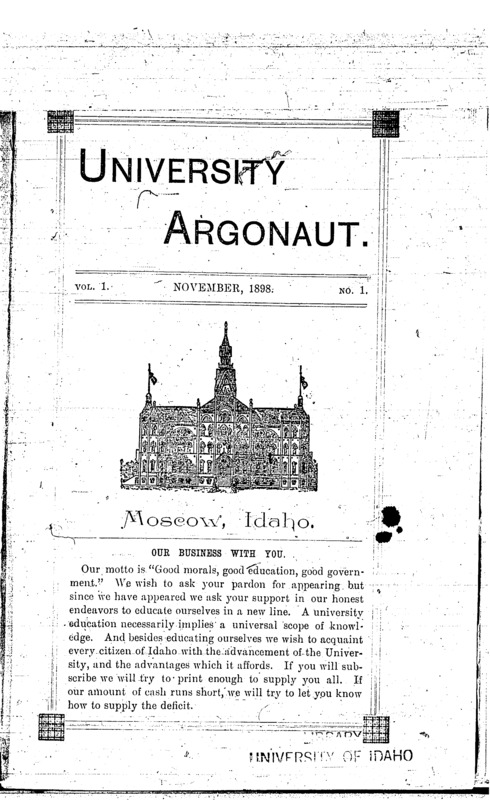 Athletic association, U of I (pg 5, c2) | Chemical club (pg 23, c1) | Department of Mining (pg 27, c2) | Football - Coaches (pg 14, c0) | Mandolin club (pg 8, c1) | Mix, Gainford (pg 26, c1) | Philharmonic club (pg 7, c2) | Received by community (pg 4, c2) | Study room - University of Idaho (pg 26, c2) | Tennis (pg 19, c2) | U of I President 1898-1900 (pg 26, c1) | U of I President 1898-1900 (pg 6, c0) | Voice culture (pg 8, c1) | Y.M.C.A. (pg 22, c1)