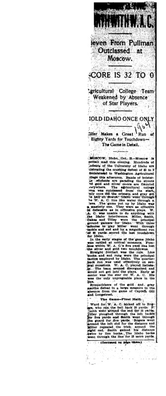Idaho Debate and Oratory for 1904-5; Annual Faculty-Senior Scrimmage; Large class ready for college matriculation (p2); A most learned discussion (p2); Prof. E. A. Ross delayed, Degrees conferred (p3); Hon. W. E. Borah delivers inspiring address to graduates (p3); An ideal day for the open air exercises (p3); Prof. E. A. Ross of Nebraska forecasts the next thirty years (p4); The Regents Held a two day session in which much business was transacted (p4); Washington wins (p5);