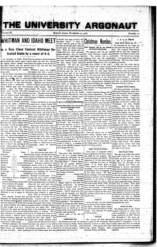 University of Idaho - History (pg 3, c2) | University of Idaho vs. Whitman College (pg 1, c1)