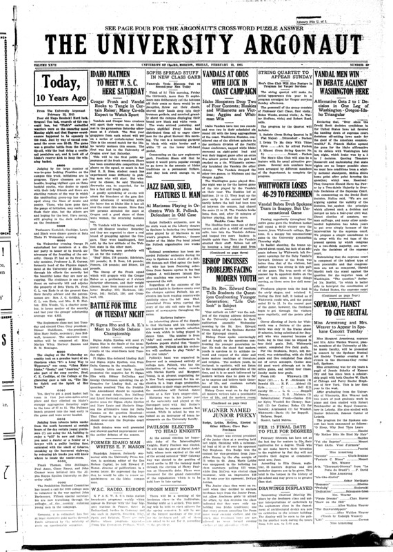 Class of 1926 (pg 1, c4) | Debate - Idaho, Oregon, Washington (pg 1, c6)