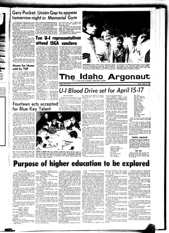 Idaho Student Government Association (pg 1, c2) | Intercollegiate Knights (pg 3, c3) | Photos (pg 5, c1)