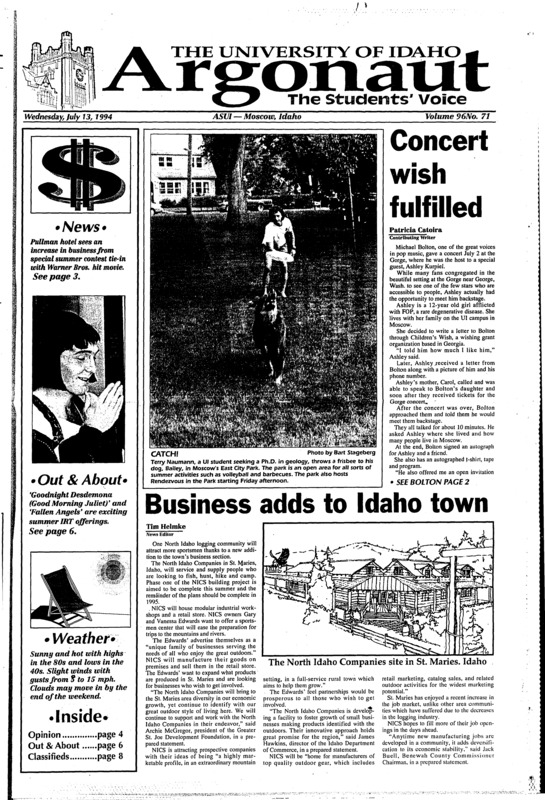 Concert wish fulfilled; Business adds to Idaho town; WSU canoe enjoys interesting journey (p2); School gives kids summer fun (p6); ‘LollaPalousa’ to welcome students (p8)