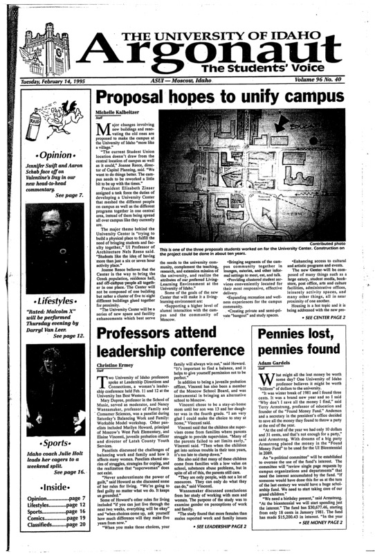 Proposal hopes to unify campus; Professors attend leadership conference; pennies lost, pennies found; UI acquires sweet avenue property (p3); Student enrollment breaks record again (p3); Pre-paid phone card use growing on campuses (p5); Universities will pay grads that can't find jobs (p6); Mines dean elected to national academy (p6); Vandals stay in Big sky postseason hunt (p16);