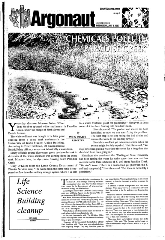 Chemicals pollute Paradise Creek; Life Science building cleanup; Mars mission icing on Americas cake (p8); When death is the only cure (p8)