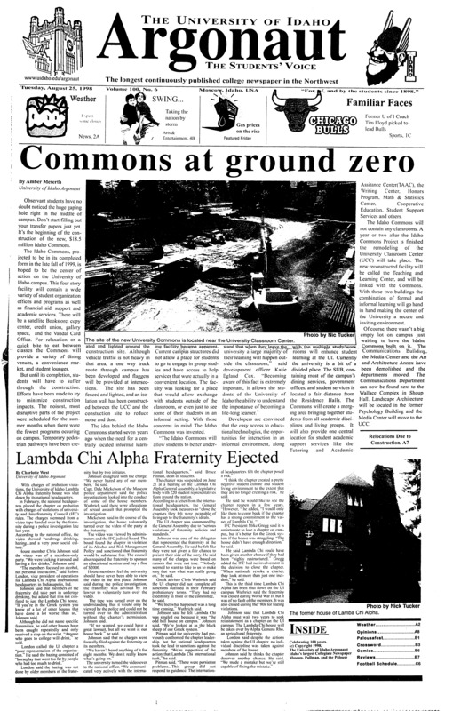 Commons at ground zero; Lambda Chi Alpha Fraternity ejected; HIgher learning at higher prices (p2); Authorities puzzled over KUOI theft (p4); Marijuana smoking may risk lung cancer like tobacco (p7); Palousafest delivers pre-class merriment (p15); String Cheese Incident and Leftover Salmon play Moscow (p16); Renown Buddist to enlighten Moscow masses (p17); Runner felt Kenyan blast first hand (p29)