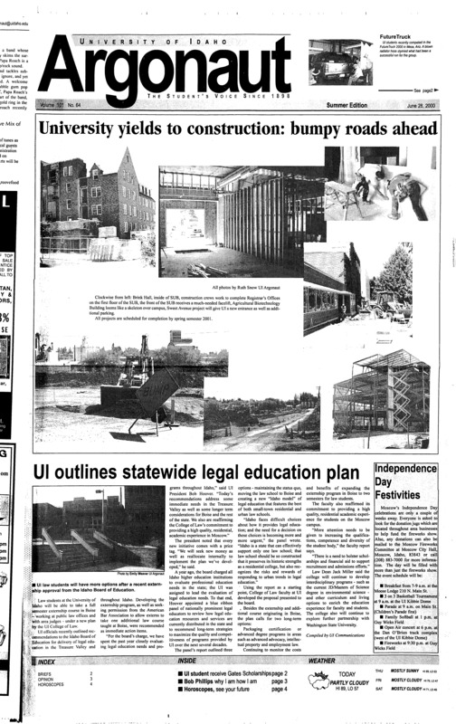 University yields to construction: bumpy roads ahead; UI outlines statewide legal education plan;